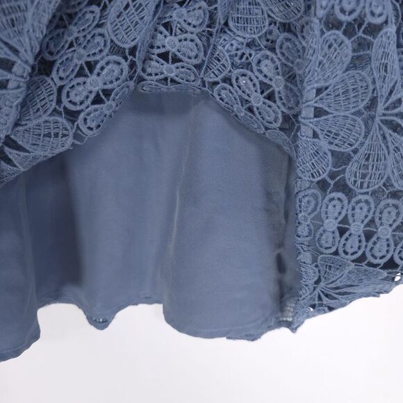 Lovers + Friends NWOT Mini Dress MEDIUM Dusty Blue Tinsley Lace Sleeveless SEXY - Picture 7 of 15